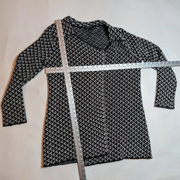 RW&Co Black & White Wool Blend Open Front Cardigan Sweater Woman's Large - Picture 3 of 9